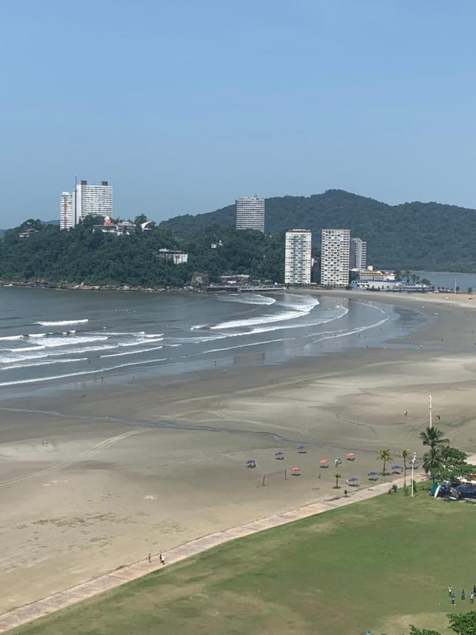 Sao Vicente Itarare Predio Frente Mar Apto Fundo Vista Parcial Bagian luar foto